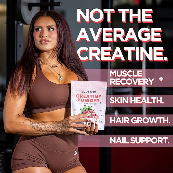Creatine for Women – Booty Builder – Packed with Collagen Biotin BCAAs Hyaluronic Acid Vitamin C &amp Creatine Monohydrate Powder – Lean Muscle &amp Skin Hydration Support – Pink Lemonade 30 Se