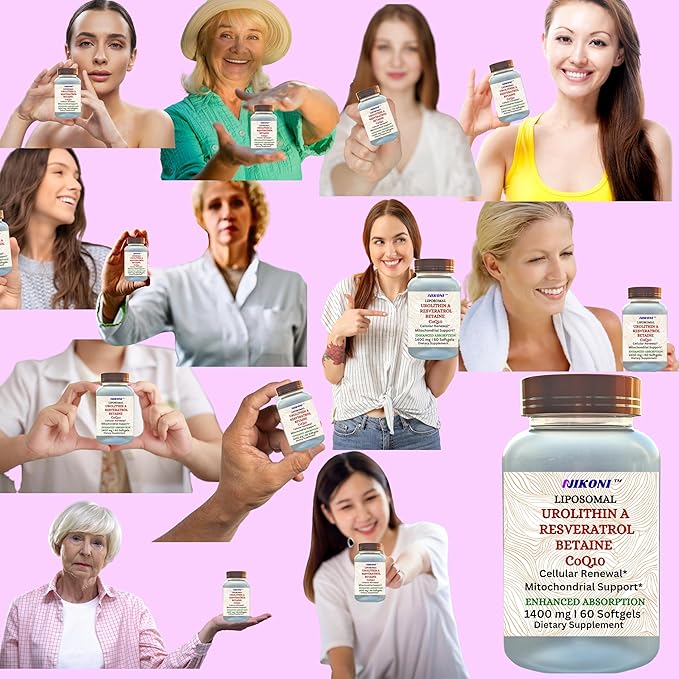 Nikoni Liposomal Urolithin-A Supplement 1400mg Supports Healthy Aging Cellular Renewal &amp Muscle Health- 240 Softgels