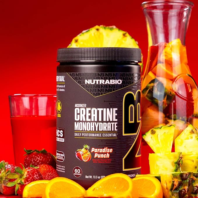 NutraBio Pure Micronized Creatine Monohydrate Powder SupplementParadise Punch(300g)-Supports Bulk Muscle Energy Recovery and Strength-HPLC Tested Creatine Powder Supplement for Men and Women