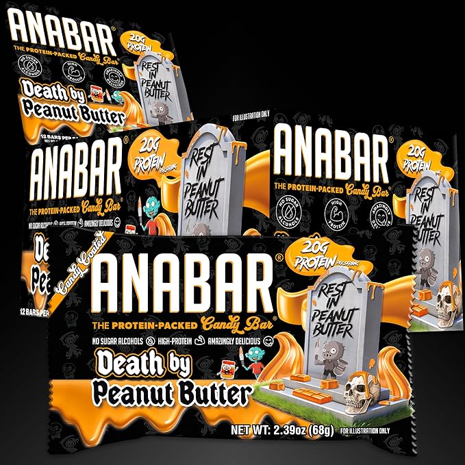 Anabar Protein Bar The Protein-Packed Candy Bar Amazing Tasting Protein Bar No Sugar Alcohols High Protein Amazingly Delicious 20 Grams of Protein (12 Bars Death by Peanut Butter)
