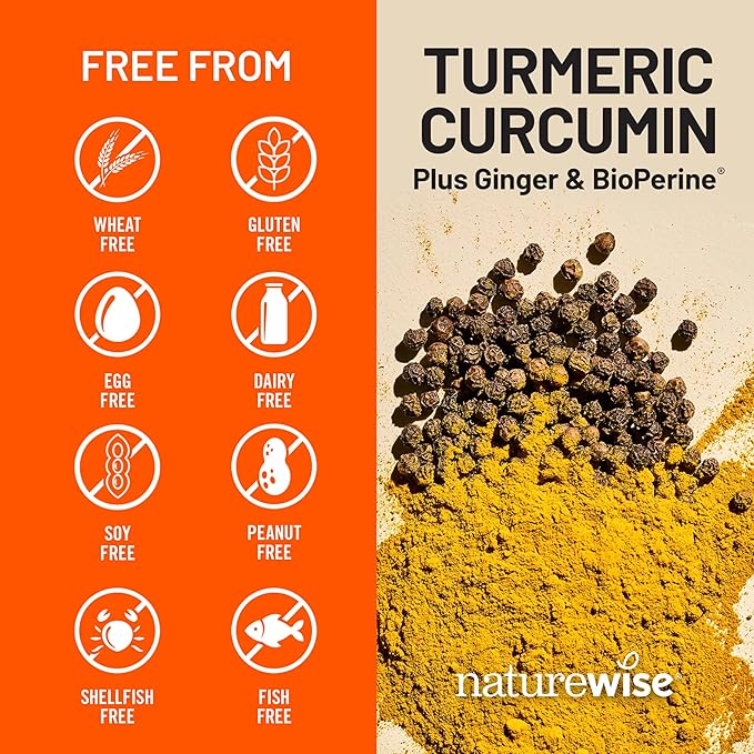 NatureWise Curcumin Turmeric 2250mg - 95% Curcuminoids &amp BioPerine Black Pepper Extract for Advanced Absorption - Daily Joint and Immune Health Support - Vegan Non-GMO 360 Count[120-Day Supply]