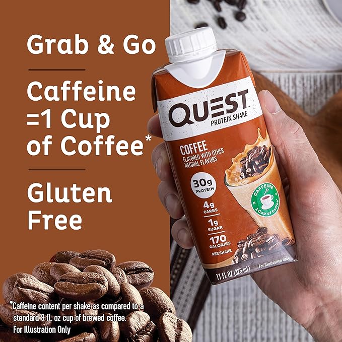 Quest Protein Shake Bundle - Chocolate (Pack of 12) and Coffee (Pack of 12)