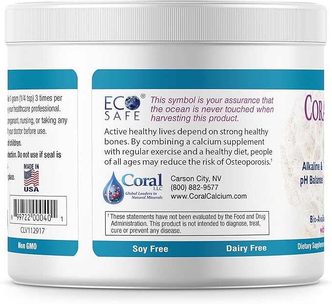 Coral Ecopure Powder Coral Calcium Powder Supplement with Coral Minerals - 16 Ounces