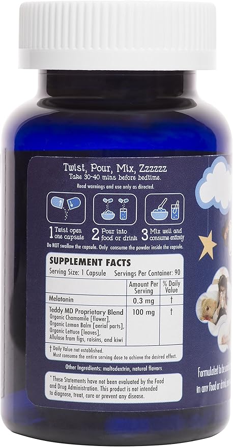 InvisiMix Low Dose Melatonin 300 mcg - Tasteless Textureless Powder Liquid Mix-in for Kids Ages 2+ 90 Servings