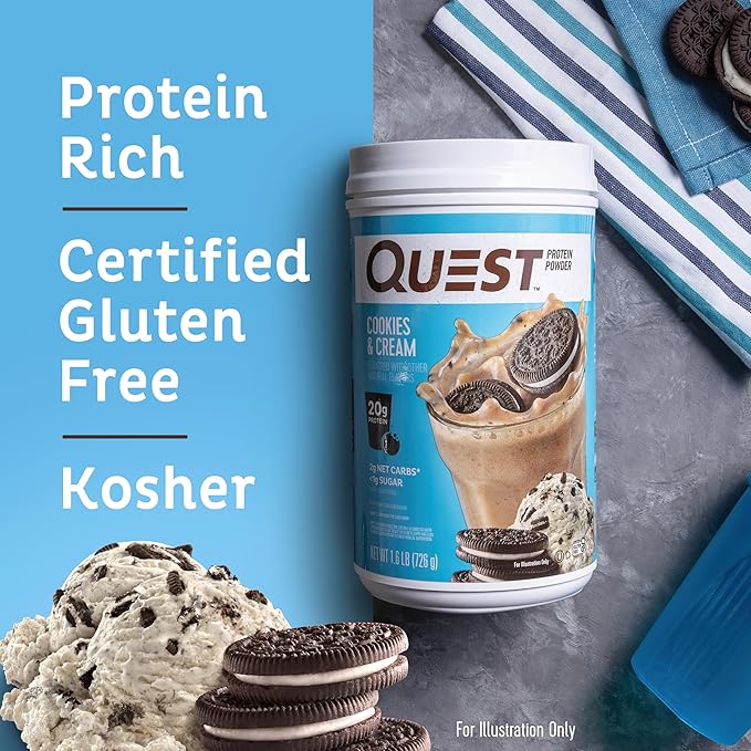 Quest Peanut Butter 23g &amp Cookies Cream 20g Protein Powders 1.6lb Each