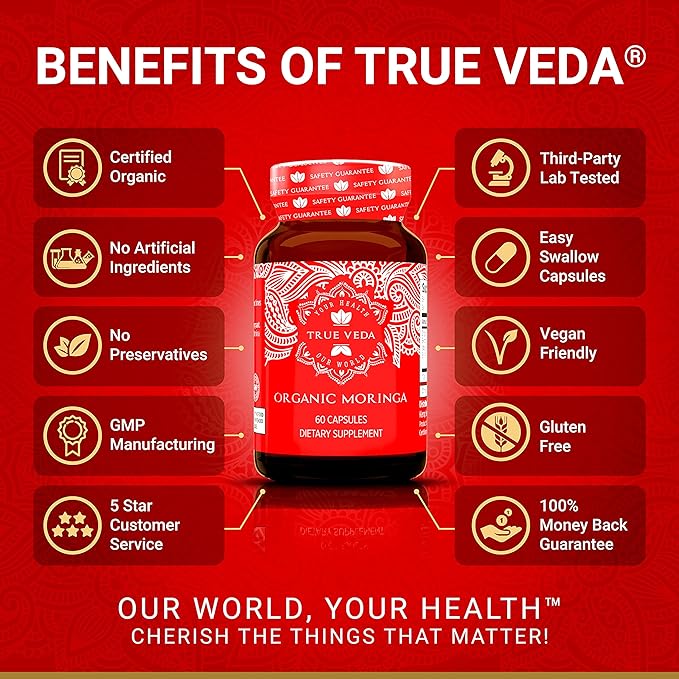 True Veda Energy Bundle | USDA Organic | Multi-Award-Winning | Organic Ashwagandha KSM-66® + Organic Moringa Capsules