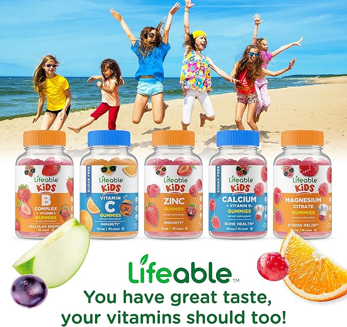 Lifeable Vitamin D Kids + Turmeric Curcumin Kids Gummies Bundle - Great Tasting Vitamin Supplement Gluten Free GMO Free Chewable Gummy