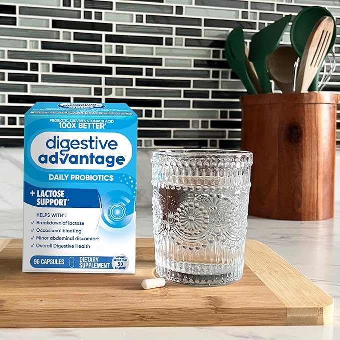 Digestive Advantage Lactose Defense Capsules (96 Count In A Box) Helps Breaks Down Lactose and Defend Against Digestive Upset Supports Digestive and Immune Health CFUs