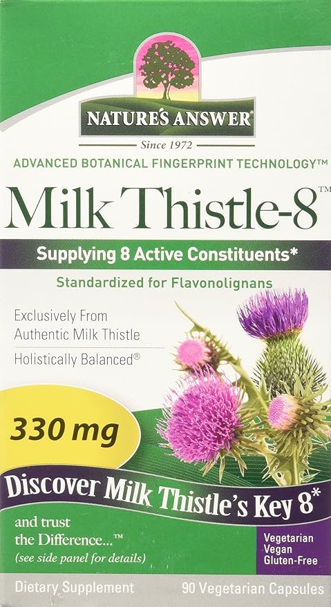 Nature's Answer Milk Thistle Liquid Supplement Capsules Veg Capsules 330 Mg 90 Count | Natural Detoxifier | Supports Healthy Liver Function | Aids with Digestion