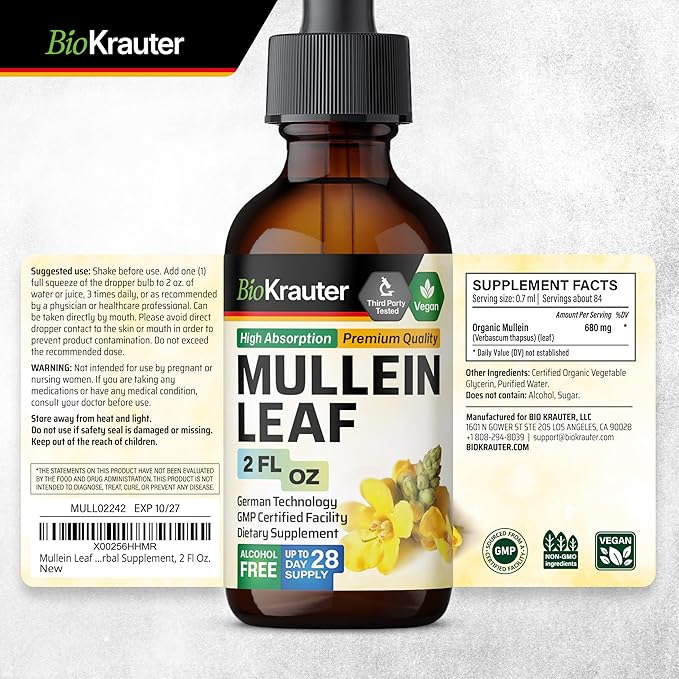 BIO KRAUTER Mullein Tincture 2 Fl. Oz. &amp Milk Thistle Tincture 2 Fl. Oz.