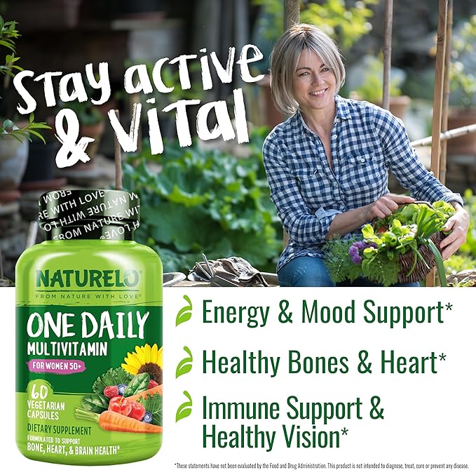 NATURELO One Daily Multivitamin for Men 50+ 60 Capsules and One Daily Multivitamin for Women 50+ (Iron Free) 60 Capsules Bundle - 2 Month Supply