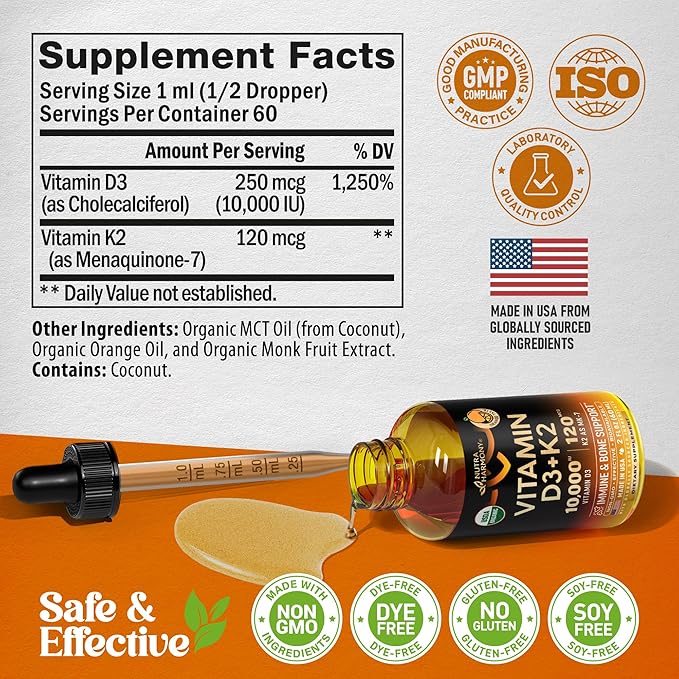 NUTRAHARMONY Liquid Biotin Collagen &amp Vitamin D3 K2 Drops