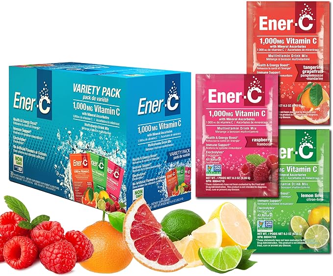 Ener-C Multivitamin Drink Mix - Vitamin Packets for Water Electrolytes Powder Packets Vitamin Drink Mix Hydration Liquid Mix Immune Booster for Adults Healthy Energy - Variety Pack 30 Count