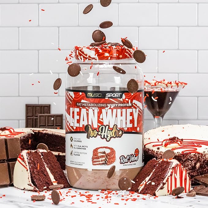 Musclesport Lean Whey Revolution™ Protein Powder - Whey Protein Isolate - Low Calorie Low Carb Low Fat Incredible Flavors - 25g Protein per Scoop - 2lb Red Velvet