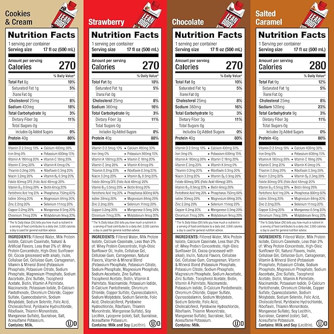 LEAN BODY 8 Flavor Variety Pack 40g Protein Zero Sugar 24 Vitamins &amp Minerals to Support Immune Health 17 fl oz 8 Pack.