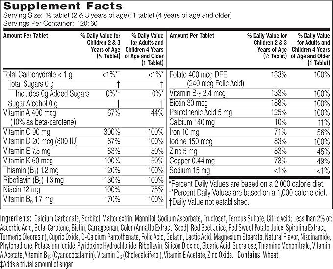 Flintstones Complete Children's Multivitamin Tasti Smooth Chewable Tablets - 60 ct Pack of 4