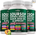 Soursop Supplement - Moringa Sea Moss Black Seed Oil Berberine Turmeric Apricot Quercetin Greens Bitters Boswellia Bitter Melon Burdock Root - 180 Capsules