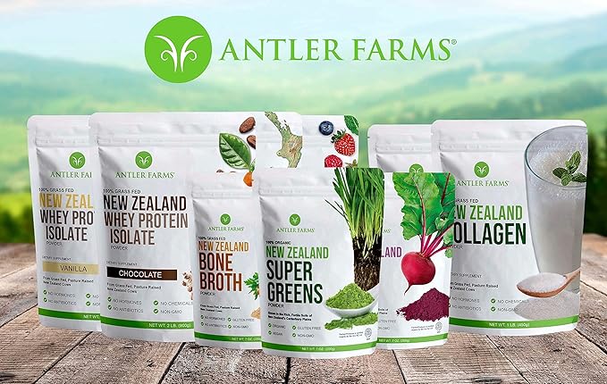 Antler Farms - 100% Grass Fed New Zealand Whey Protein Isolate Chocolate Flavor 2 lbs - Pure and Clean 4 Ingredients Delicious Cold Processed