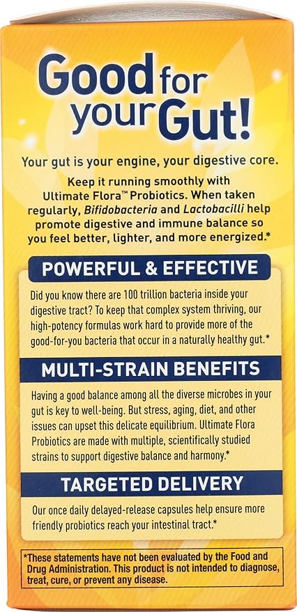 Renew Life Probiotic Adult 50 Plus Probiotic Capsules Daily Supplement Supports Urinary Digestive and Immune Health L. Rhamnosus GG Dairy Soy and gluten-free 30 Billion CFU 30 Count