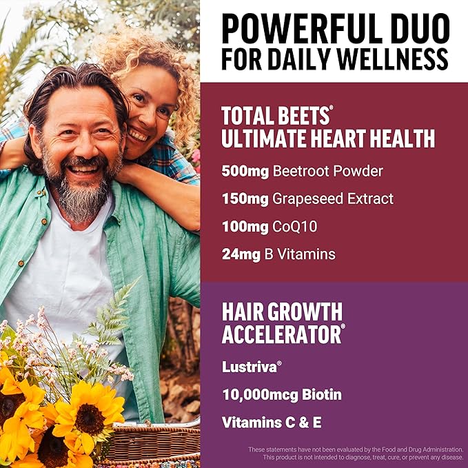 Force Factor Hair Growth Accelerator Capsules 90 Capsules + Total Beets Ultimate Heart Health Blood Pressure Support Pomegranate Berry 60 Soft Chews