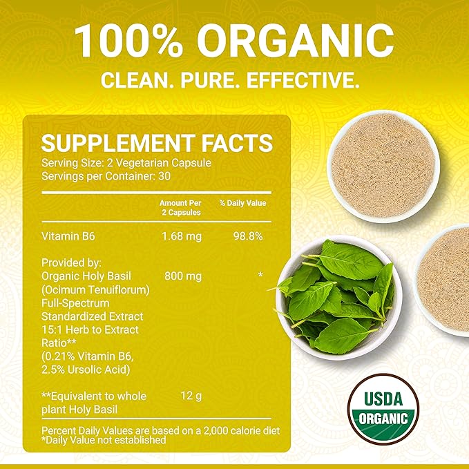 True Veda Mood Bundle | USDA Organic | Multi-Award-Winning | Organic Ashwagandha KSM-66® + Organic Holy Basil with Vitamin B6