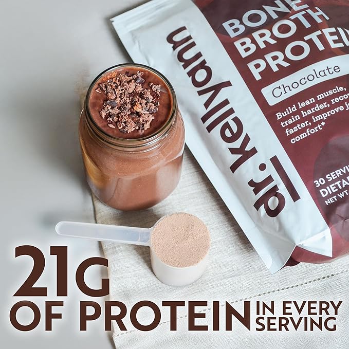Dr. Kellyann Keto Bone Broth Protein Powder Bundle of (1) Chocolate (1) Vanilla &amp (1) Salted Caramel