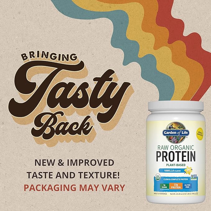 Garden of Life Organic Vegan Vanilla Protein Powder 22g Complete Plant Based Raw Protein &amp BCAAs Plus Probiotics &amp Digestive Enzymes for Easy Digestion – Non-GMO &amp