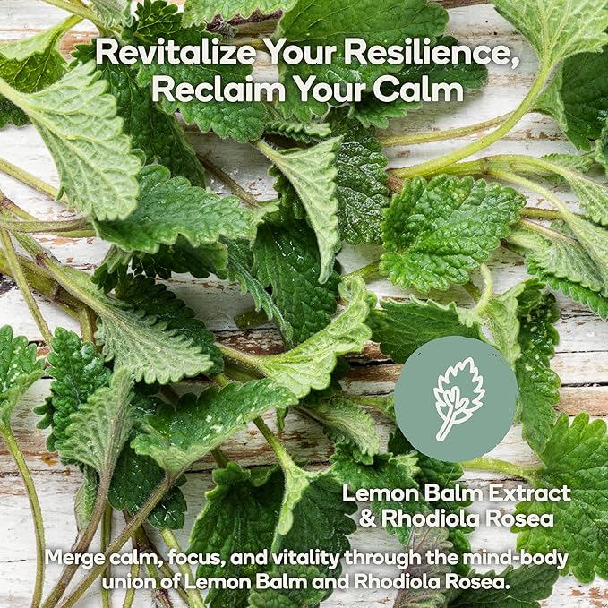 Calm - Natural Stress Relief &amp Mood Support Supplement - Ashwagandha Lemon Balm L-Theanine - 60 Vegan Capsules (Calm)