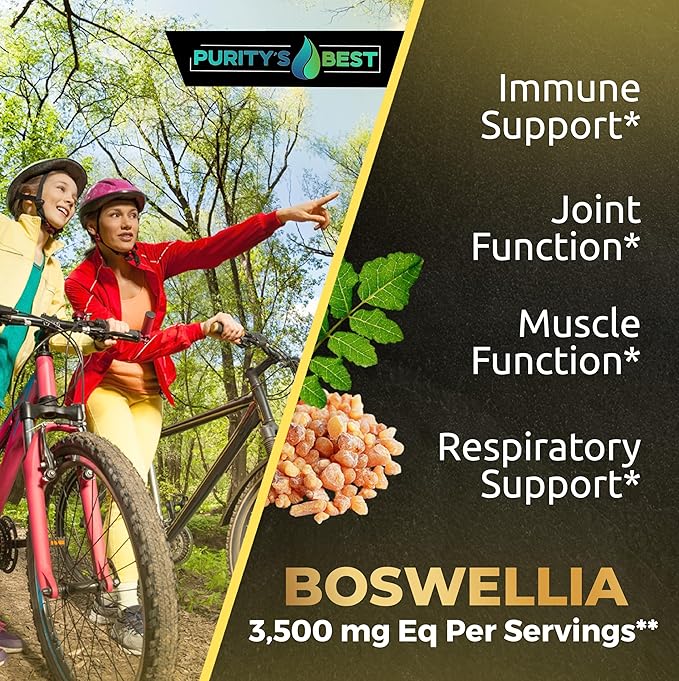 Purity’s Best BOSWELLIA SERRATA 4X + 10x + 20x ExtractImmune Support and Muscle Relief 200 Veggie Caps 100% Vegan
