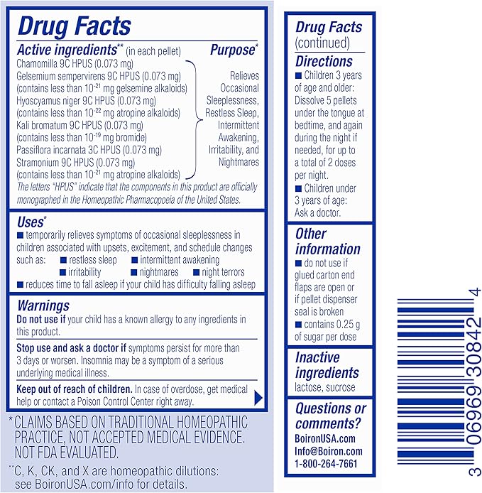 Boiron SleepCalm Kids Sleep Aid for Deep Relaxing Restful Nighttime Sleep - Melatonin-Free and Non Habit-Forming - 80 Pellets per Tube - 4 Total Tubes Sleep Calm