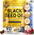 90 Black Seed Oil Gummies | 500mg Cold-Pressed Black Seed Oil Amla Bamboo Fo-Ti Nettle Leaf Gotu Kola Extract | Vegan Non-GMO Gummies | Hair Skin &amp Nail Nourishment | Pomegranate Flavor