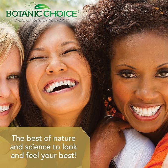 Botanic Choice Hair Skin and Nails Vitamins - Biotin Supplement with Collagen Vitamin C &amp Iron - Super Antioxidant Blend with Argan Oil &amp Hyaluronic Acid - 60 Liquid Capsules