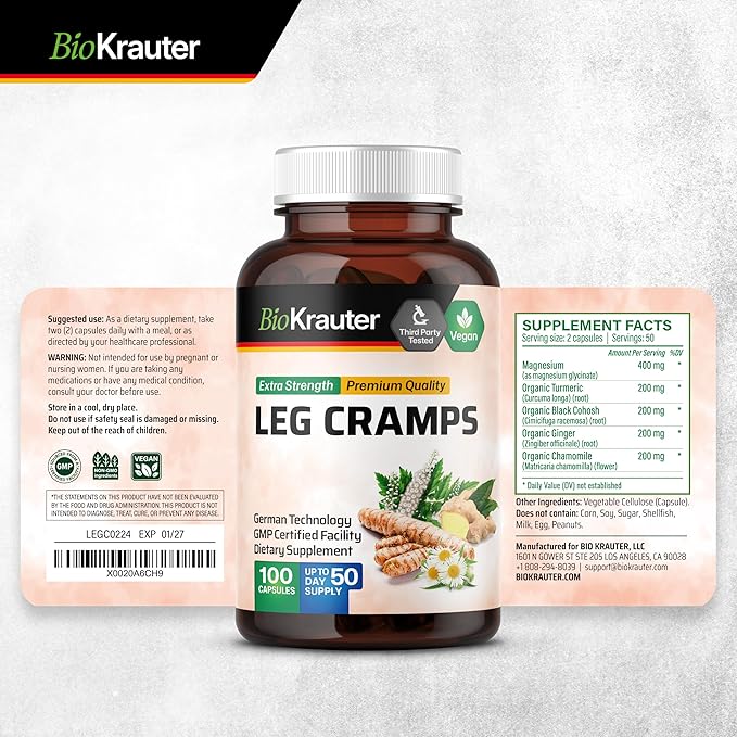 Leg Cramps 100 Capsules &amp Turmeric Tincture 2 Fl. Oz.