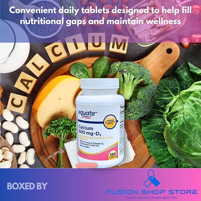 Calcium 600 mg with Vitamin D3- Tablets 120 Count (Pack of 1) Boxed by Fusion Shop Store