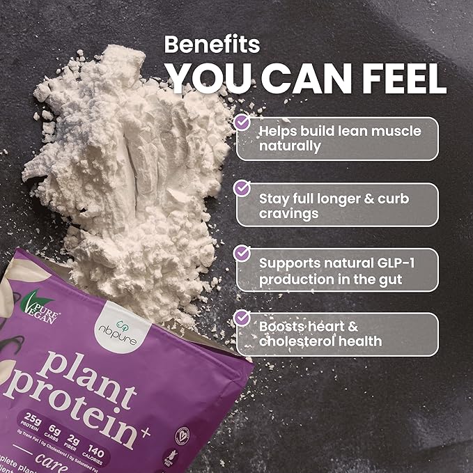 nbpure Vegan Pea Protein Powder Vanilla – Lean Muscle + Hunger &amp Bloating Support for Women Men Kids – 25g Plant Protein Per Serving – No Artificial Sweeteners or Flavors Gusset 25 Servings