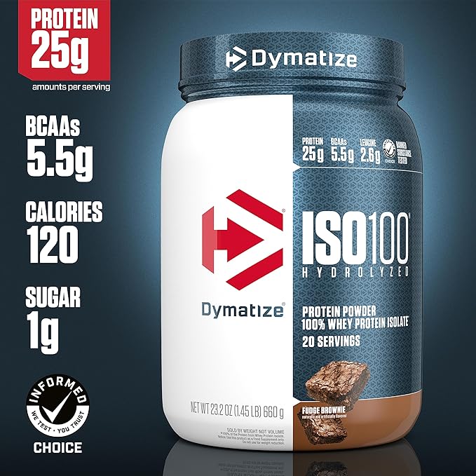 Dymatize ISO100 Hydrolyzed Protein Powder 100% Whey Isolate Dunkin' Glazed Donut Flavor 20 Servings &amp ISO100 Hydrolyzed Protein Powder 100% Whey Isolate Protein 25g of Protein 5.5g BCAAs
