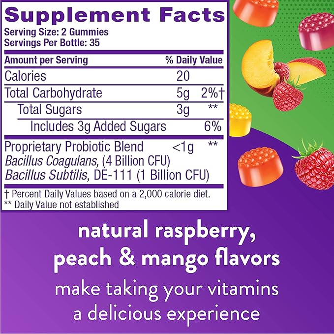 Vitafusion Probiotic Gummy Supplements Raspberry Peach and Mango Flavors 35 Day Supply 70 Count Power Zinc Gummy Vitamins Strawberry Tangerine Flavored 90 Count