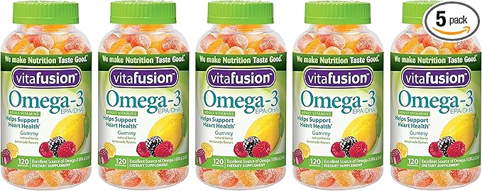 Vitafusion vTBXLM Omega 3 Gummies 120 Count (Pack of 5)