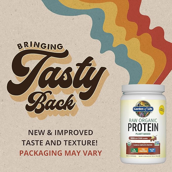 Garden of Life Organic Vegan Protein Powder Plant Based &amp BCAAs Organic Protein Powder with Probiotics &amp Enzymes Non-GMO Gluten-Free Lactose Free Vanilla Chai 1.2 LB
