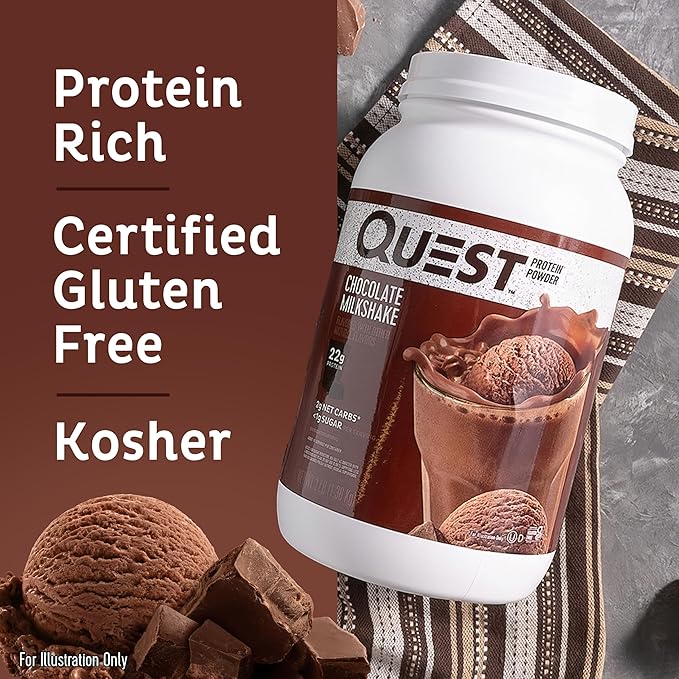 Quest Nutrition Vanilla Milkshake Protein Powder 24g of Protein 1g of Sugar Low Carb &amp Chocolate Milkshake Protein Powder 22g Protein 1g Sugar Low Carb Gluten Free