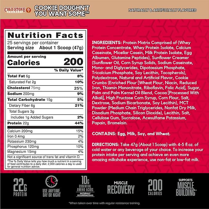 BSN Syntha-6 Whey Protein Powder Cold Stone Creamery- Cookie Doughn't You Want Some Micellar Casein Milk Protein Isolate Powder 25 Servings