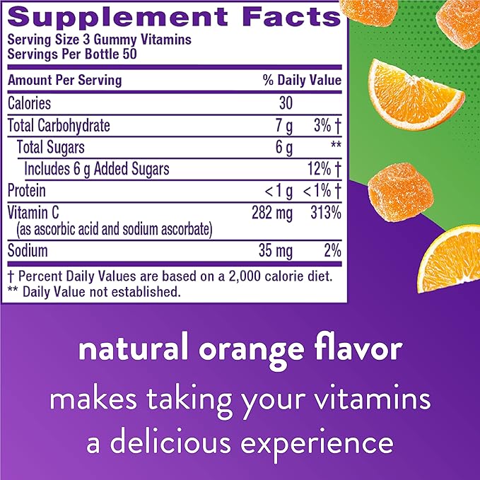 Vitafusion Extra Strength Vitamin D3 Gummy &amp Power C Vitamin C Gummies for Immune Support Orange Flavored 282 mg Vitamin C America’s Number 1 Gummy Vitamin Brand 50 Day Supply 150 Count