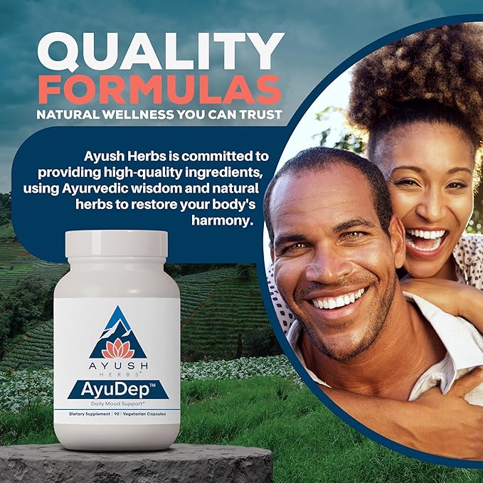 Ayush Herbs AyuDep - Saffron &amp Ashwagandha Supplements Uplifting Formula for Women &amp Men Herbal Support for Adults - 90 Vegetarian Capsules (1 Count)