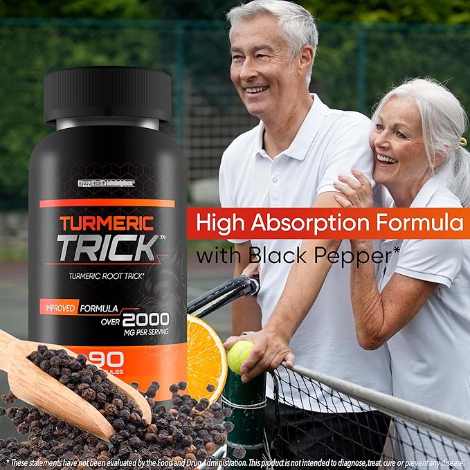 Turmeric Trick - with Vitamin D and Zinc for Men - Our Best Turmeric Curcumin Supplement for Men - Enriched with Black Pepper - Turmeric Root Trick - Mens Health Vitamin D