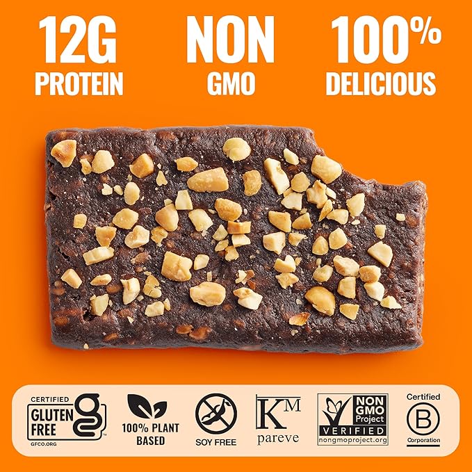 The GFB Chocolate Peanut Butter Protein Bars - Gluten Free Plant Based Non GMO Sustainably Made – Ridiculously Tasty Healthy Vegan Nutrition Snack Protein Bars 2.05 oz (12 Count)