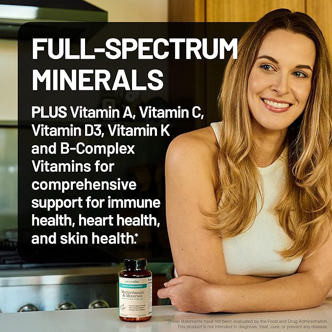 NatureWise [1 Multivitamin for Women Stress Support &amp Natural Minerals - 60 Capsules[30-Day Supply] + [1] Vitamin D3 5000iu + Organic Olive Oil - 30 Mini Softgels[30-Day Supply]