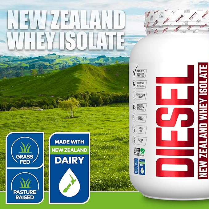 PERFECT Sports Diesel 100% New Zealand Whey Isolate Grass-Fed &amp Pasture Raised 2LB Salted Caramel