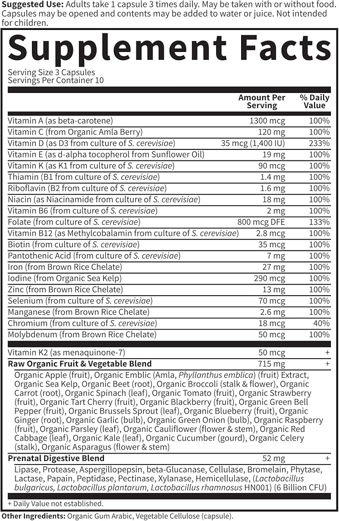 Garden of Life Prenatal Multivitamin for Women with Iron Folate &amp Vitamin C and D3 for Neural Development &amp Probiotics for Immune Support – Vitamin Code – Non-GMO Gluten-Free Kosher 10 Day