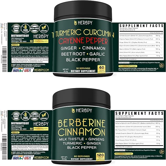 Bundle 7in1 Turmeric Curcumin &amp 7in1 Berberine HCl 97% Supplement