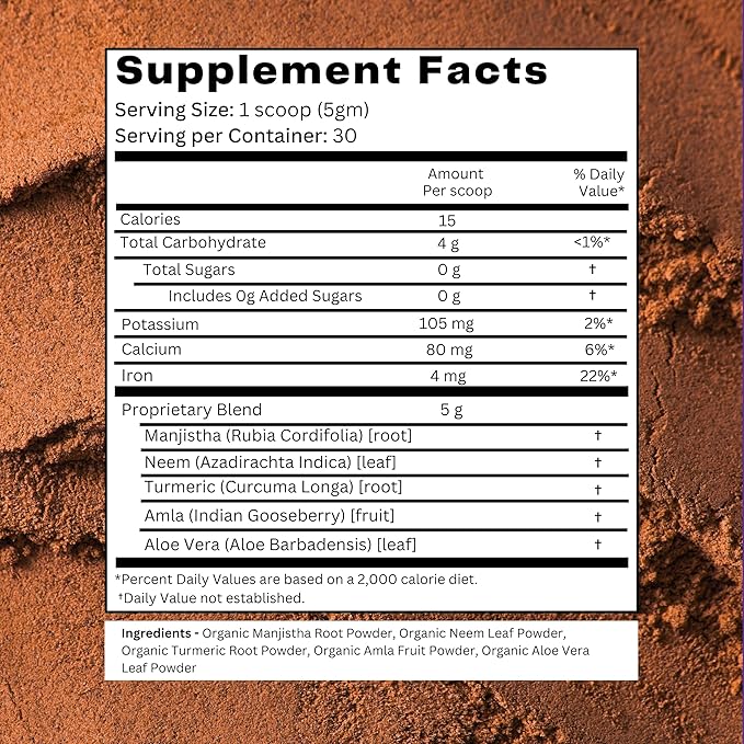 Glowssence - 150 g (5.3oz) | USDA Organic Certified | Ayurvedic Herbal Blend of Manjishta Amla Aloe vera Turmeric Neem | Promotes Clear and Healthy Skin*